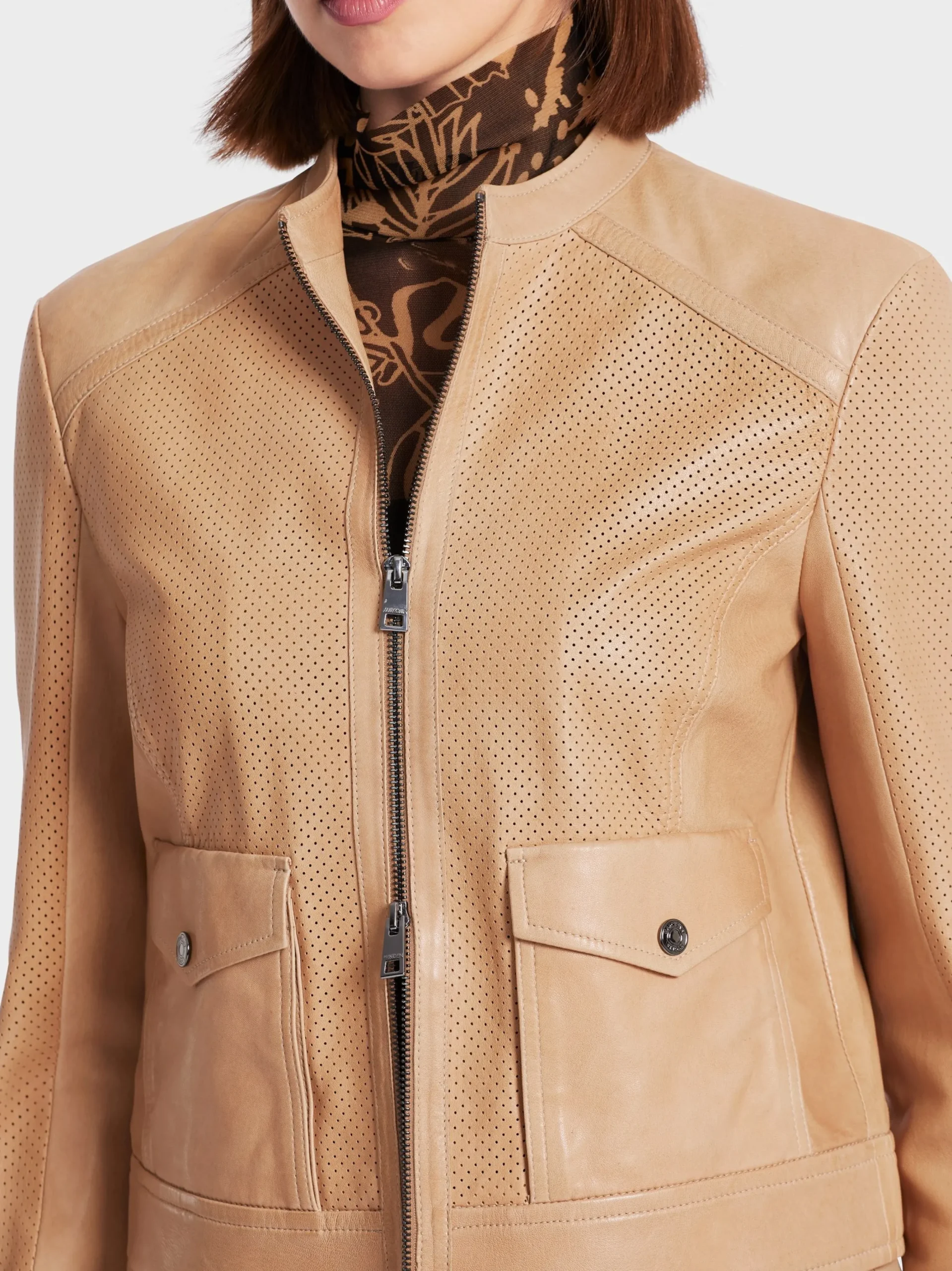 Marc Cain Jacken-LEDERJACKE MIT REIßVERSCHLUSS bright camel