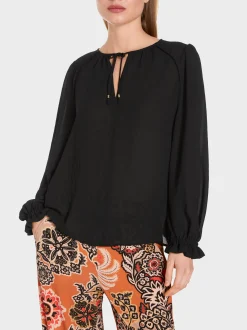 Marc Cain Blusen & Tuniken-LEICHTE BLUSE AUS RECYCELTEM POLYESTER black