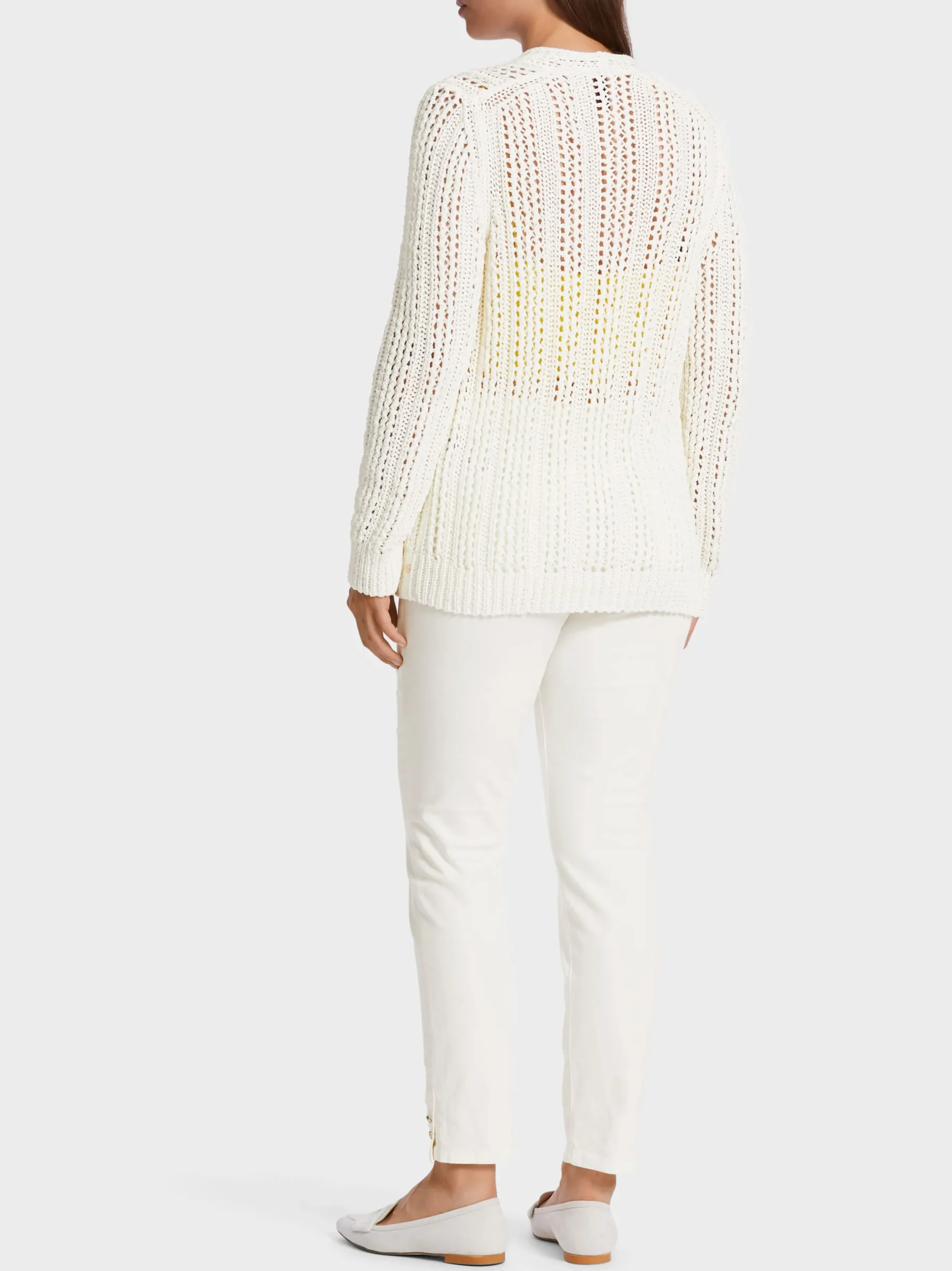 Marc Cain Jacken|Strick-LOCHMUSTER-CARDIGAN "RETHINK TOGETHER" off-white
