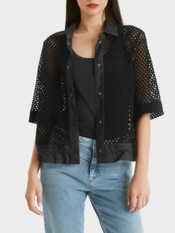 Marc Cain Blusen & Tuniken-LUFTIGE NETZBLUSE black