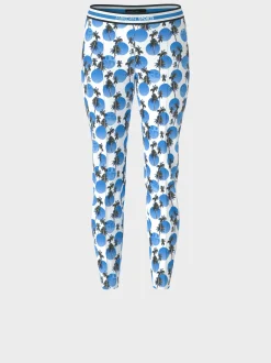 Marc Cain Hosen|Hosenanzüge-MODELL SOFIA - PALMENPRINT AUF SCUBA bright azure
