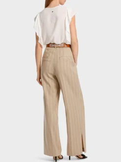 Marc Cain Hosen|Hosenanzüge-MODELL WASCO – HOSE IN NADELSTREIF deep sand