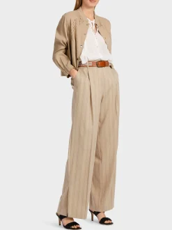 Marc Cain Hosen|Hosenanzüge-MODELL WASCO – HOSE IN NADELSTREIF deep sand