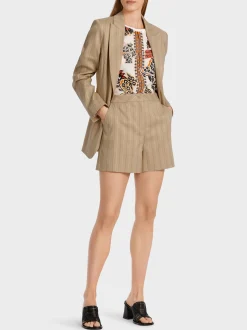Marc Cain Hosen|Hosenanzüge-MODELL WEIDA – SHORTS MIT LUREXSTREIF deep sand