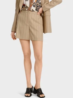 Marc Cain Hosen|Hosenanzüge-MODELL WEIDA – SHORTS MIT LUREXSTREIF deep sand