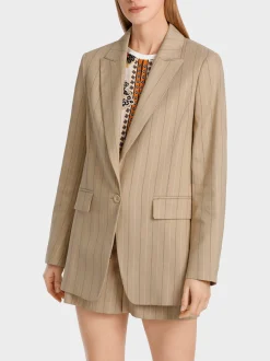 Marc Cain Blazer|Hosenanzüge-NADELSTREIF-BLAZER MIT GLITZEREFFEKT deep sand
