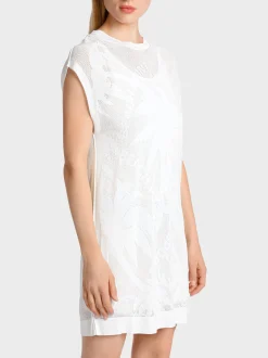 Marc Cain Kleider-NETZKLEID IM BEACH-POINT-DESSIN white