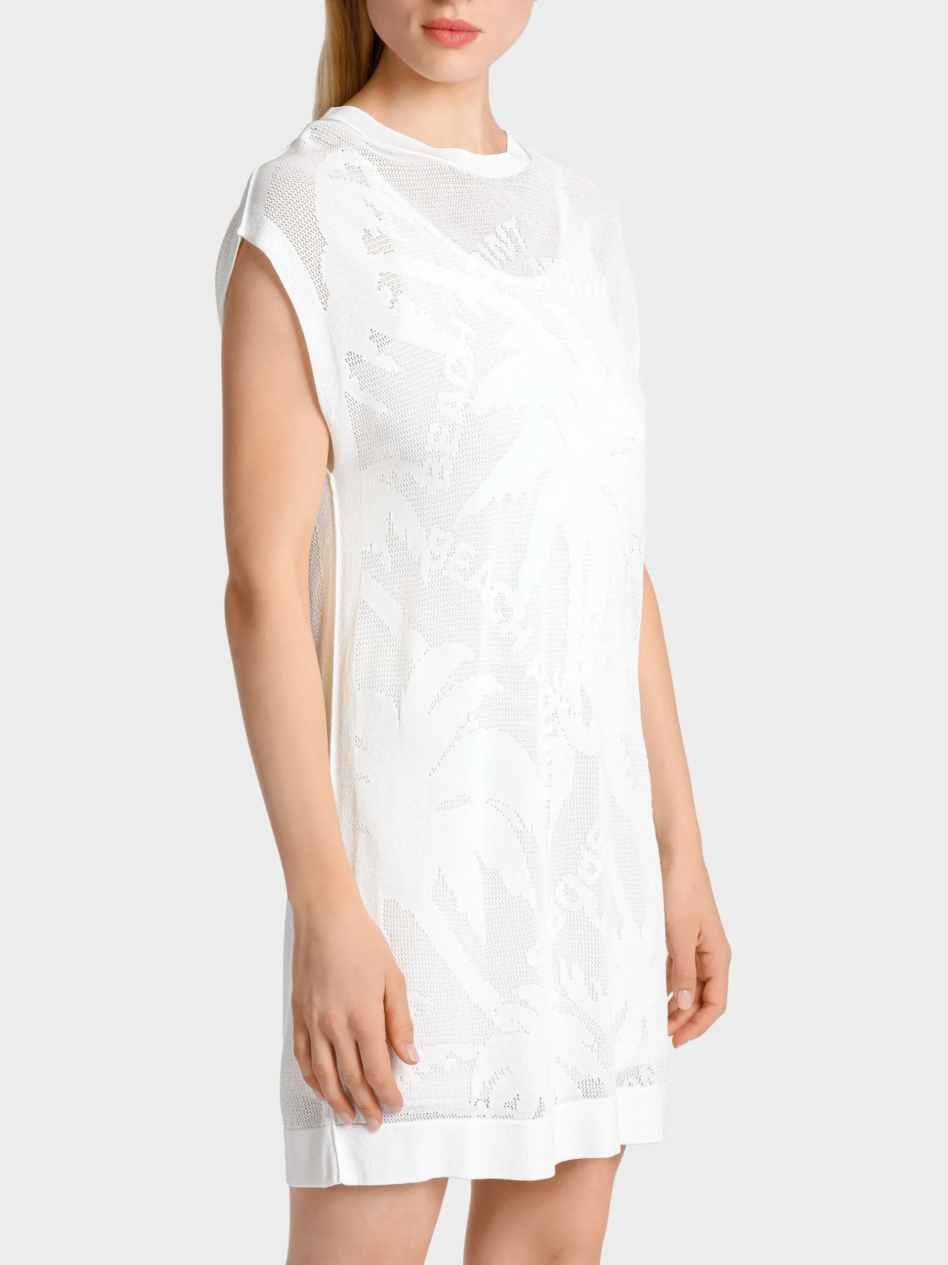 Marc Cain Kleider-NETZKLEID IM BEACH-POINT-DESSIN white
