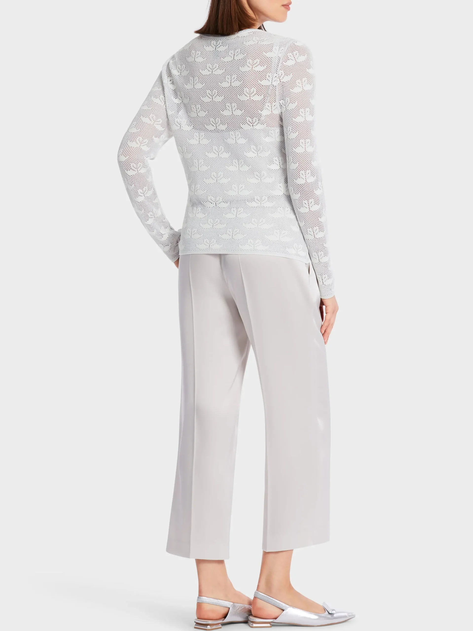 Marc Cain Pullover & Sweatshirts|Strick-NETZ-PULLOVER KNITTED IN GERMANY off-white