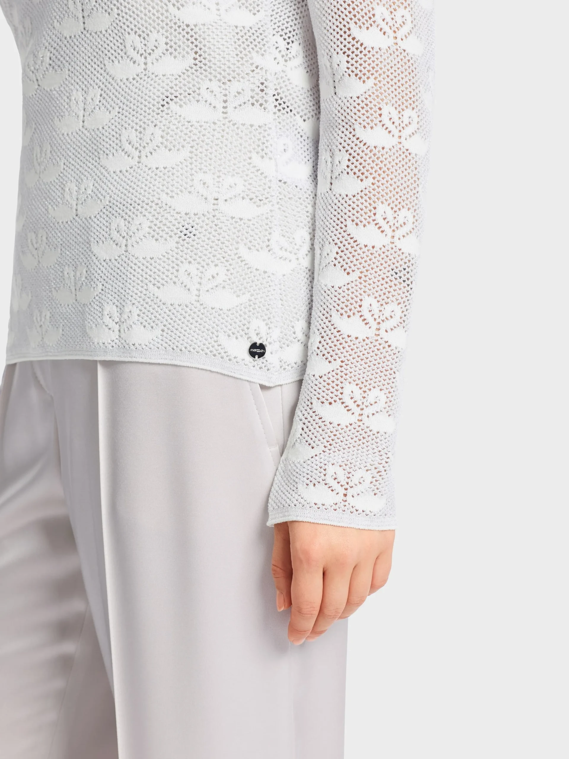 Marc Cain Pullover & Sweatshirts|Strick-NETZ-PULLOVER KNITTED IN GERMANY off-white