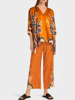 Marc Cain Blusen & Tuniken-OVERSIZED BLUSE MIT FLORALEM PRINT bright ochre