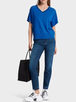Marc Cain Pullover & Sweatshirts|Strick-OVERSIZED SWEATER AUS FEINSTRICK bright royal blue