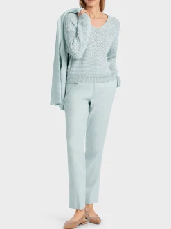Marc Cain Pullover & Sweatshirts|Strick-OVERSIZED SWEATER MIT V-AUSSCHNITT smoky ice new