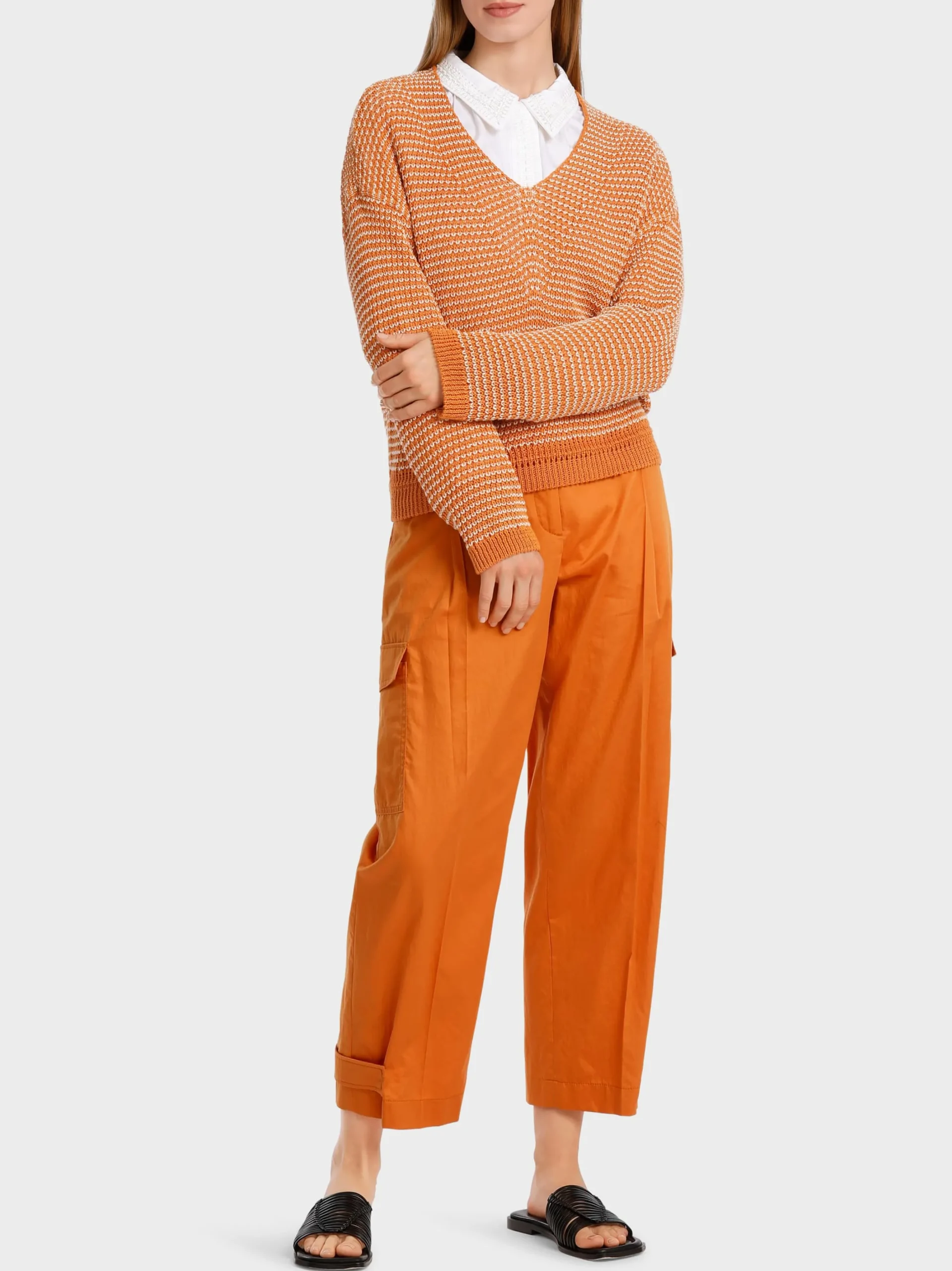 Marc Cain Pullover & Sweatshirts|Strick-OVERSIZED SWEATER MIT V-AUSSCHNITT bright ochre