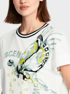 Marc Cain Shirts & Tops-OVERSIZED T-SHIRT MIT PAILLETTENDETAILS off-white