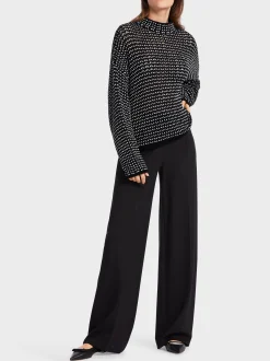 Marc Cain Pullover & Sweatshirts|Strick-OVERSIZED-PULLOVER KNITTED IN GERMANY black and white