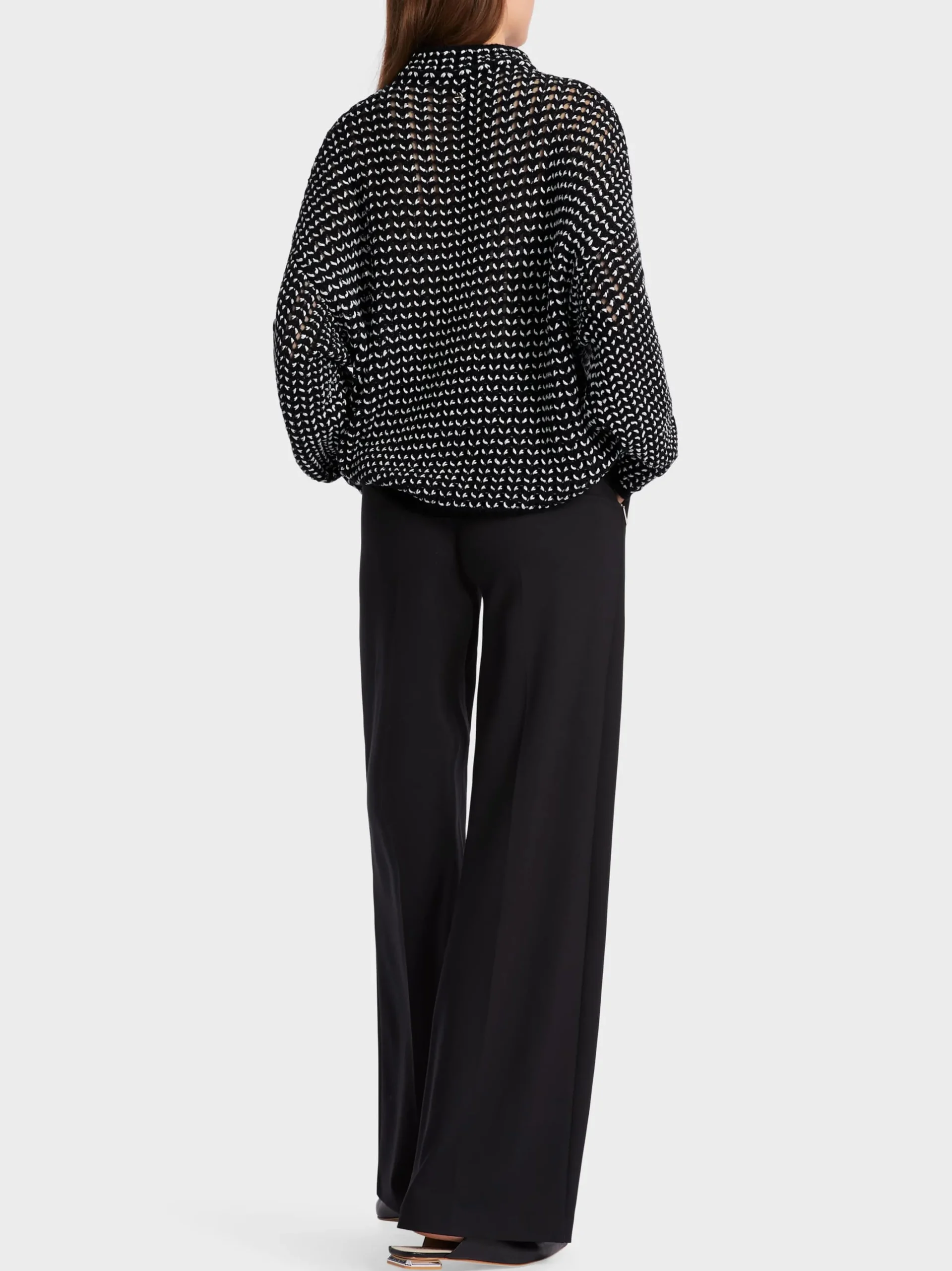 Marc Cain Pullover & Sweatshirts|Strick-OVERSIZED-PULLOVER KNITTED IN GERMANY black and white