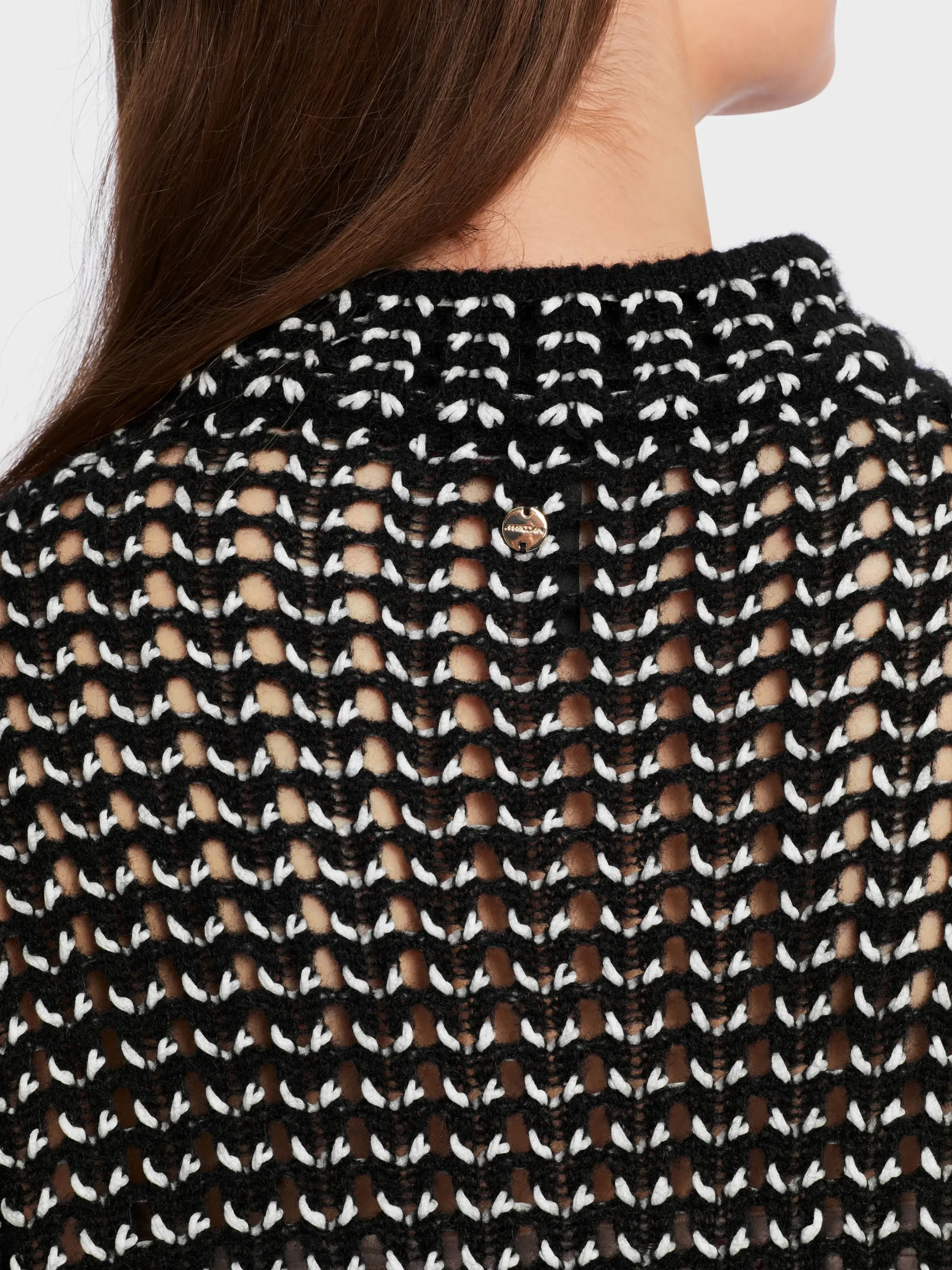 Marc Cain Pullover & Sweatshirts|Strick-OVERSIZED-PULLOVER KNITTED IN GERMANY black and white