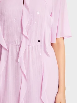 Marc Cain Kleider-PAILLETTENKLEID MIT RÜSCHEN pink lavender