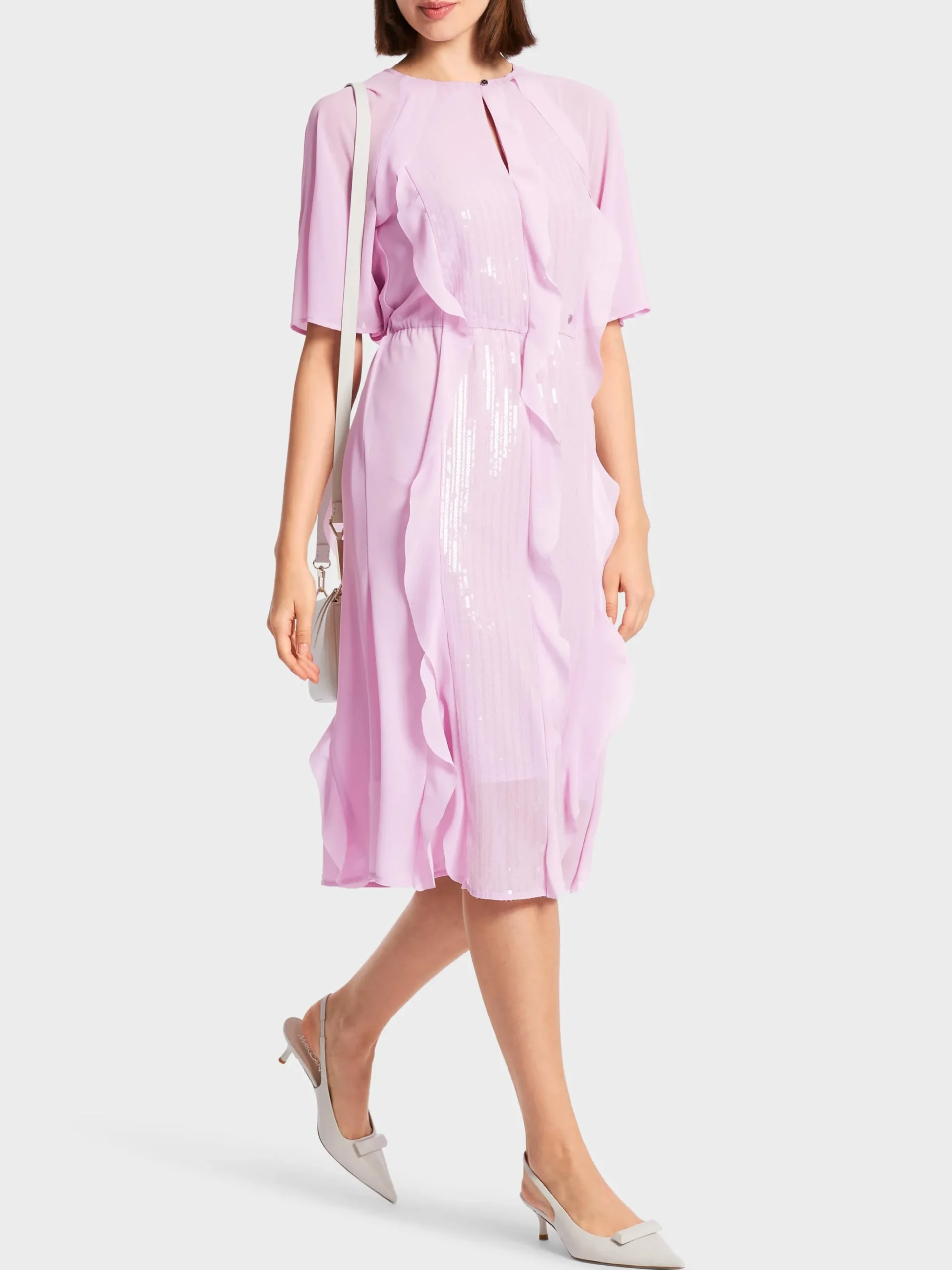 Marc Cain Kleider-PAILLETTENKLEID MIT RÜSCHEN pink lavender