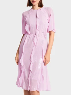 Marc Cain Kleider-PAILLETTENKLEID MIT RÜSCHEN pink lavender