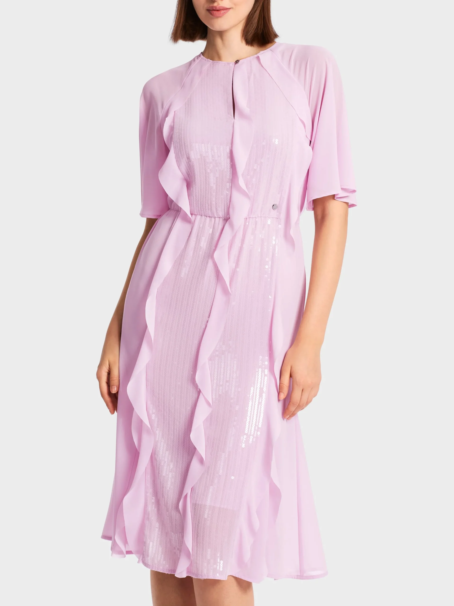 Marc Cain Kleider-PAILLETTENKLEID MIT RÜSCHEN pink lavender