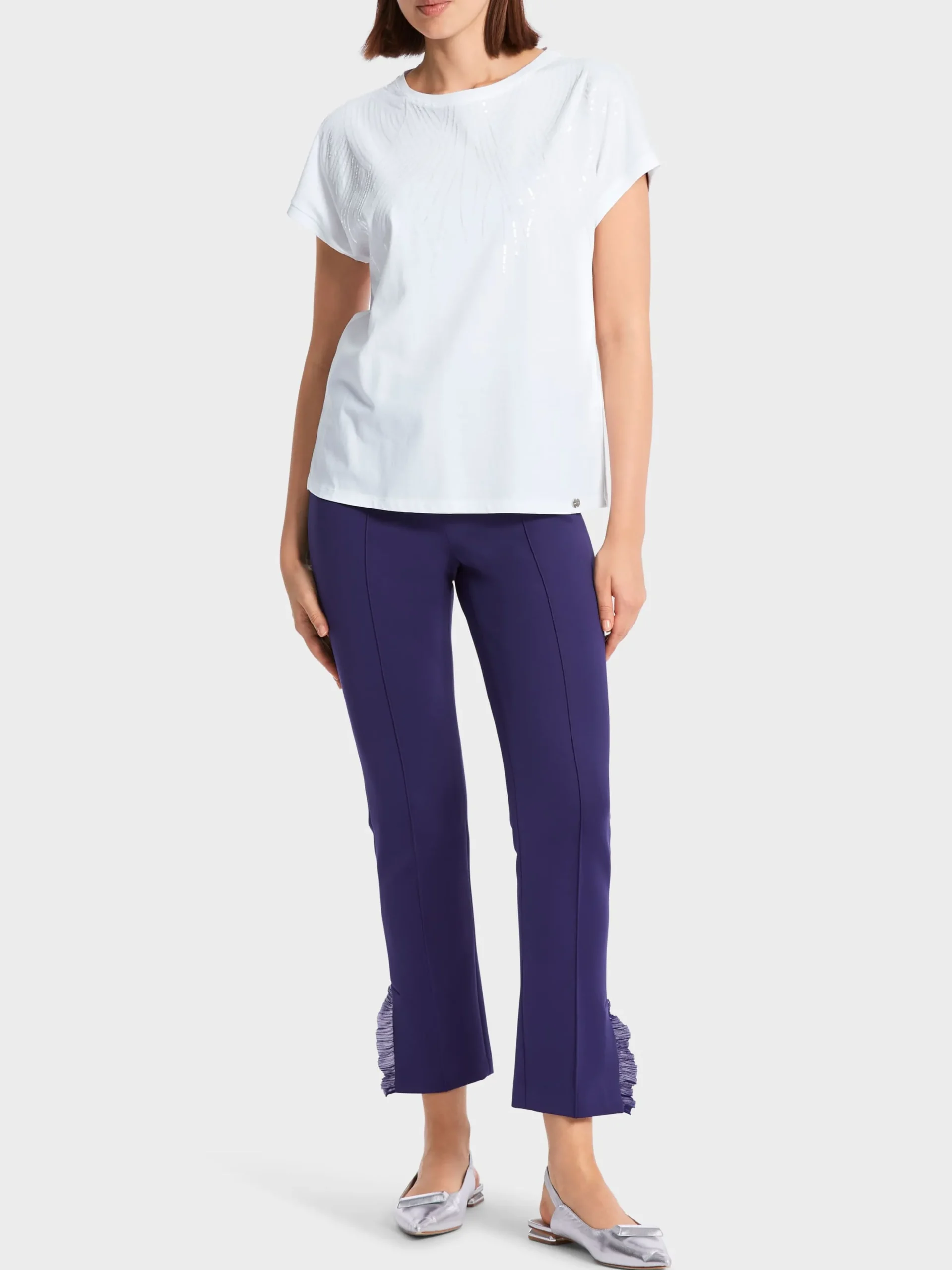 Marc Cain Shirts & Tops-PAILLETTEN-T-SHIRT "RETHINK TOGETHER" white