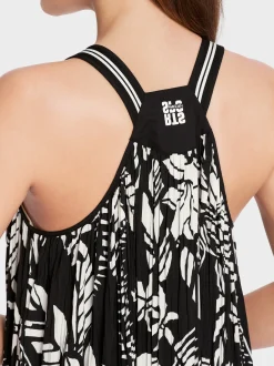 Marc Cain Kleider-PLISSIERTES KLEID MIT SCHMALEN TRÄGERN black and white