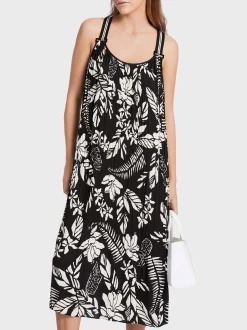 Marc Cain Kleider-PLISSIERTES KLEID MIT SCHMALEN TRÄGERN black and white