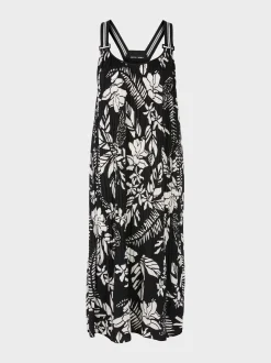 Marc Cain Kleider-PLISSIERTES KLEID MIT SCHMALEN TRÄGERN black and white