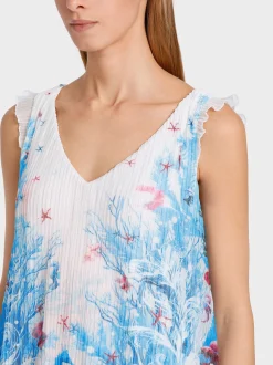 Marc Cain Shirts & Tops-PLISSIERTES TOP MIT UNTERWASSERPRINT light azure