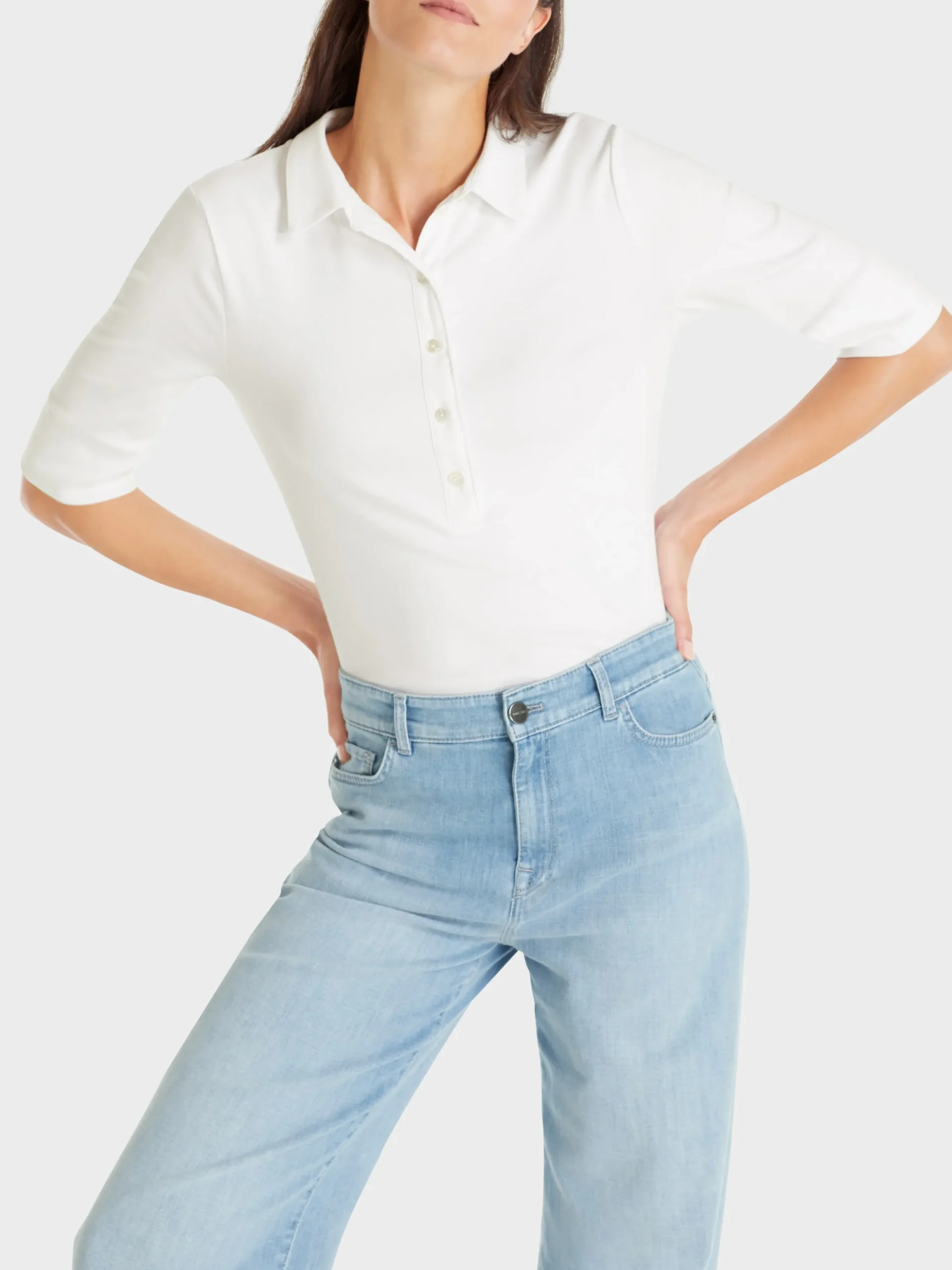 Marc Cain Shirts & Tops-POLOSHIRT AUS BAUMWOLLE white