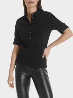 Marc Cain Shirts & Tops-POLOSHIRT AUS BAUMWOLLE black