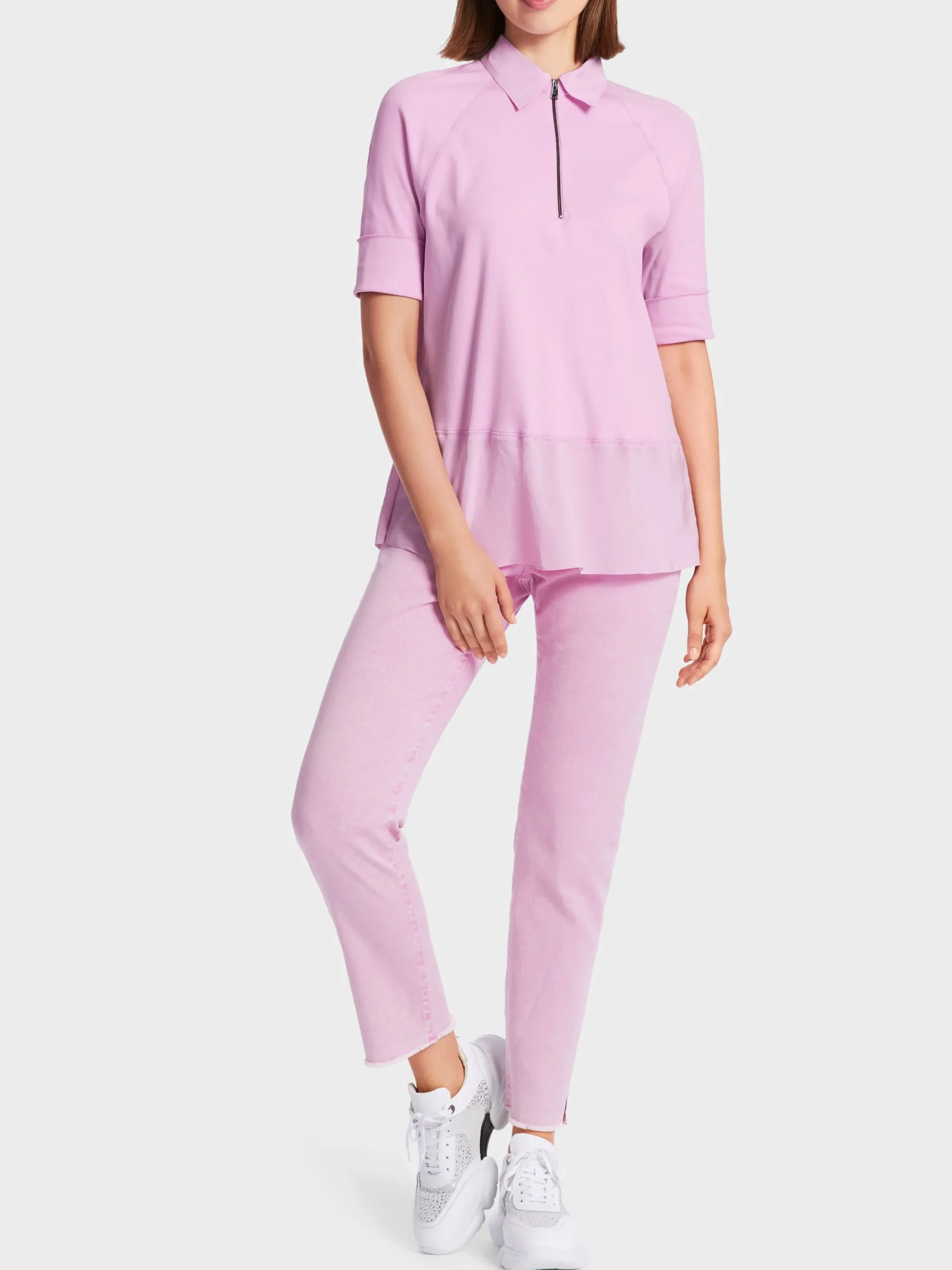 Marc Cain Shirts & Tops-POLOSHIRT IN A-LINIE bright pink lavender