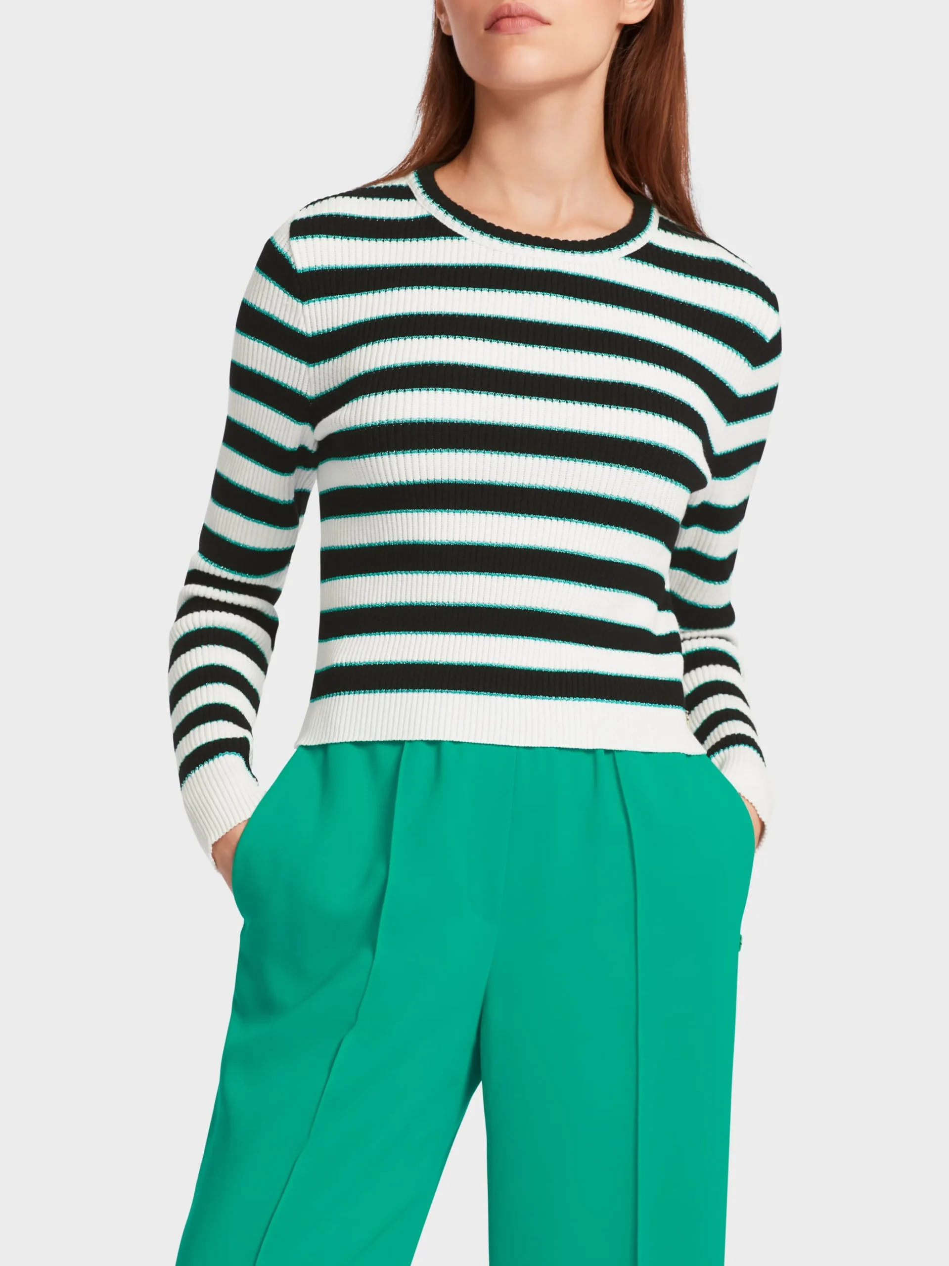 Marc Cain Pullover & Sweatshirts|Strick-PULLOVER IN DEUTSCHLAND GESTRICKT white and black