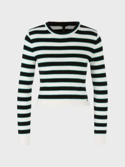 Marc Cain Pullover & Sweatshirts|Strick-PULLOVER IN DEUTSCHLAND GESTRICKT white and black