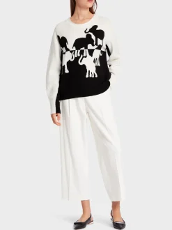 Marc Cain Pullover & Sweatshirts|Strick-PULLOVER MIT ELEFANTEN-MOTIV white and black