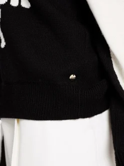 Marc Cain Pullover & Sweatshirts|Strick-PULLOVER MIT ELEFANTEN-MOTIV white and black