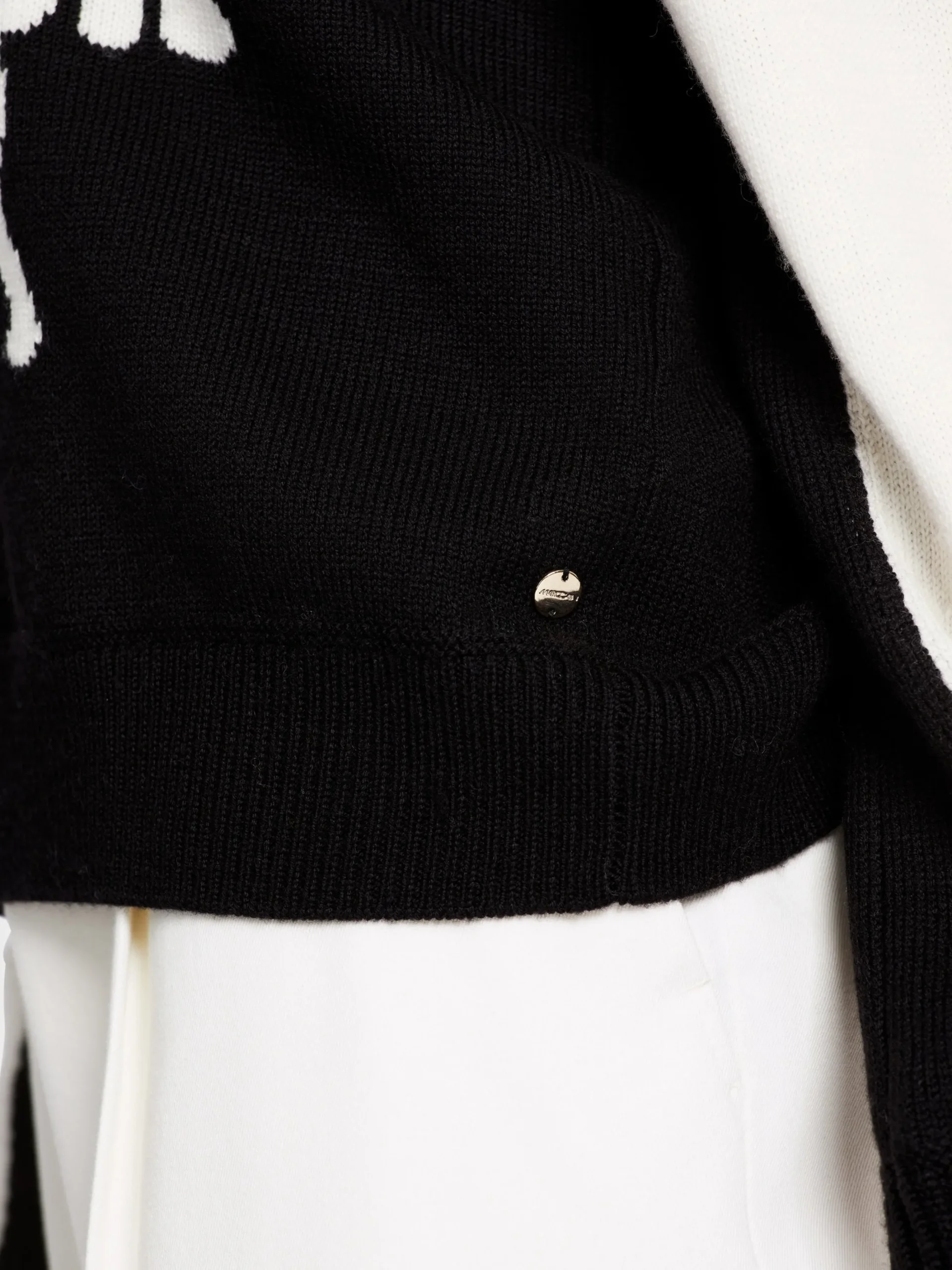 Marc Cain Pullover & Sweatshirts|Strick-PULLOVER MIT ELEFANTEN-MOTIV white and black