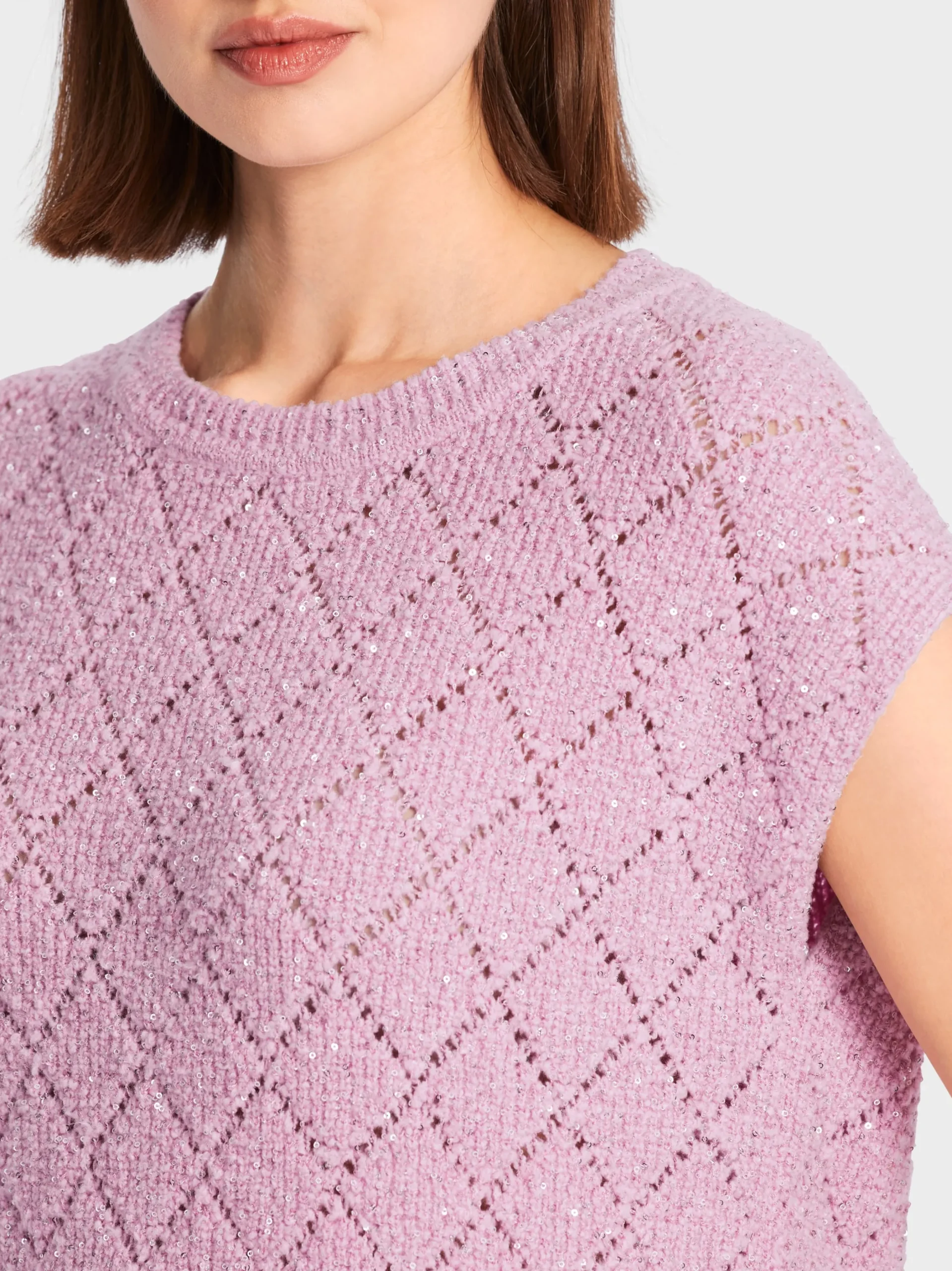 Marc Cain Pullover & Sweatshirts|Strick-RAUTEN-PULLUNDER KNITTED IN GERMANY pink lavender