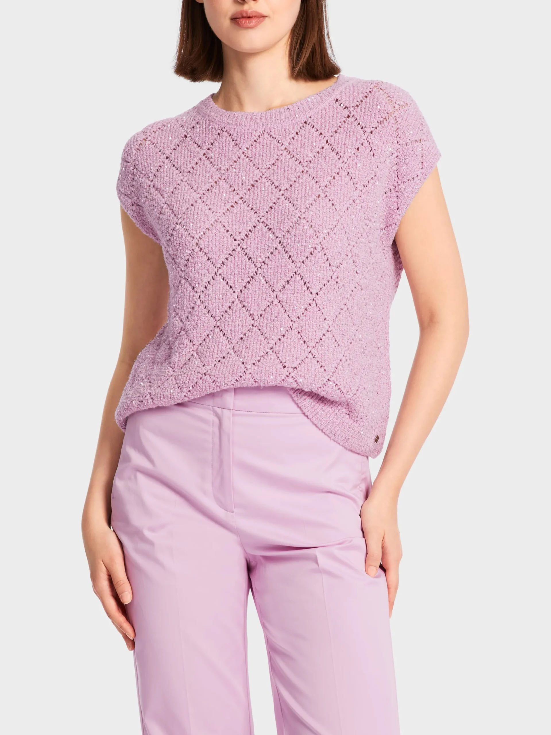 Marc Cain Pullover & Sweatshirts|Strick-RAUTEN-PULLUNDER KNITTED IN GERMANY pink lavender