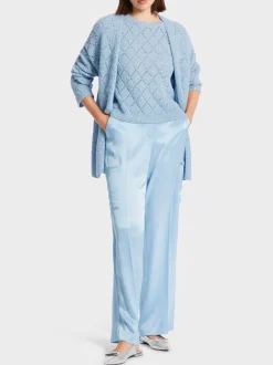 Marc Cain Pullover & Sweatshirts|Strick-RAUTEN-PULLUNDER KNITTED IN GERMANY soft summer sky