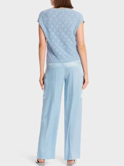 Marc Cain Pullover & Sweatshirts|Strick-RAUTEN-PULLUNDER KNITTED IN GERMANY soft summer sky