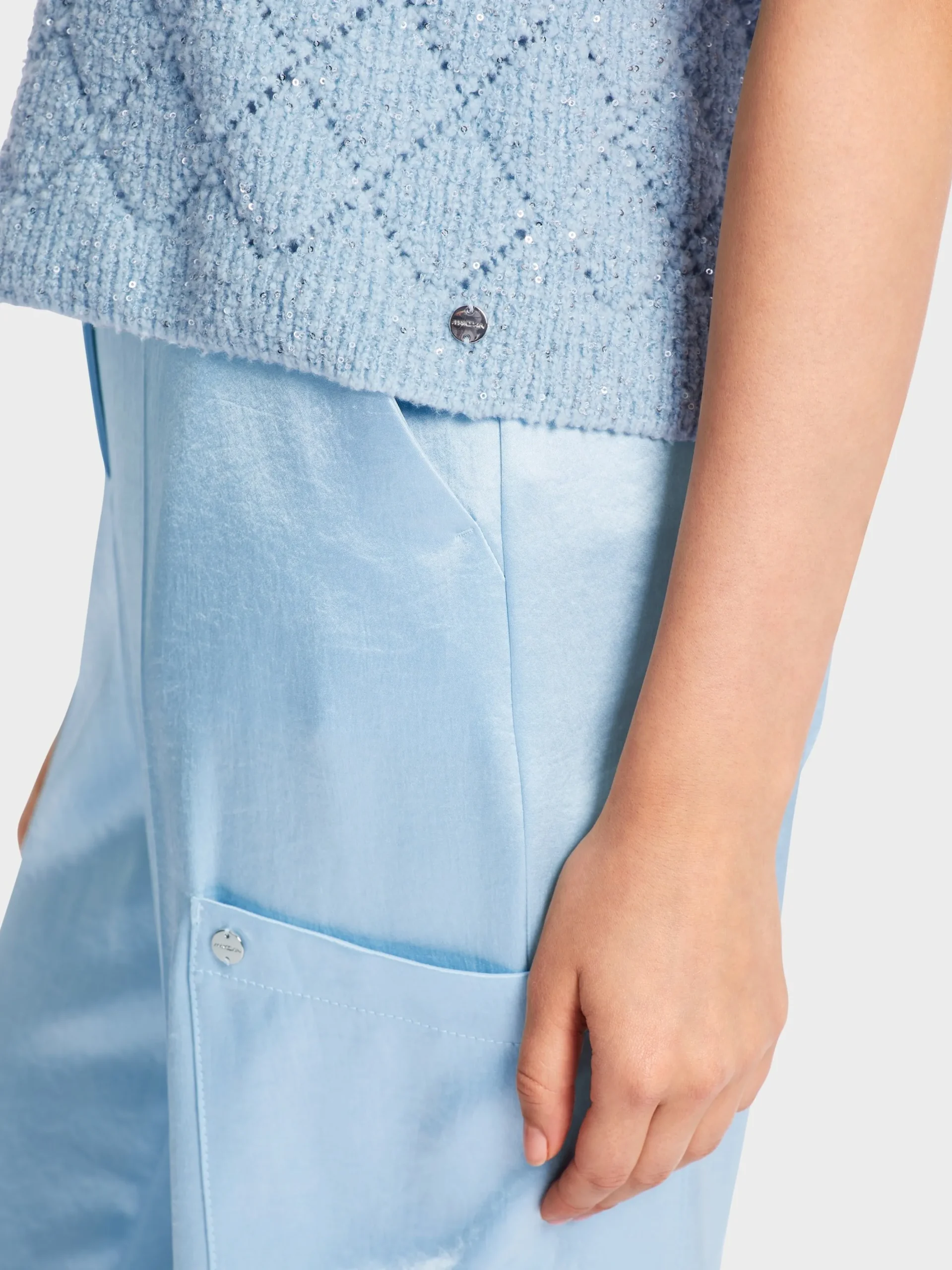 Marc Cain Pullover & Sweatshirts|Strick-RAUTEN-PULLUNDER KNITTED IN GERMANY soft summer sky
