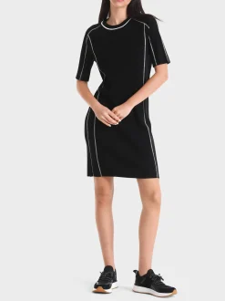 Marc Cain Kleider|Strick-„RETHINK TOGETHER" KLEID AUS VISKOSEMIX black