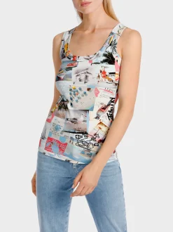 Marc Cain Shirts & Tops-RIPPENTOP MIT FOTOPRINT light neon red