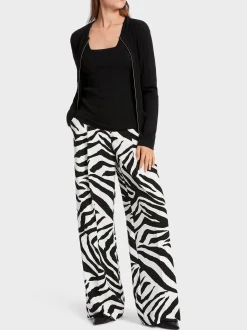 Marc Cain Jacken|Strick-RIPPSTRICK-CARDIGAN "RETHINK TOGETHER" black