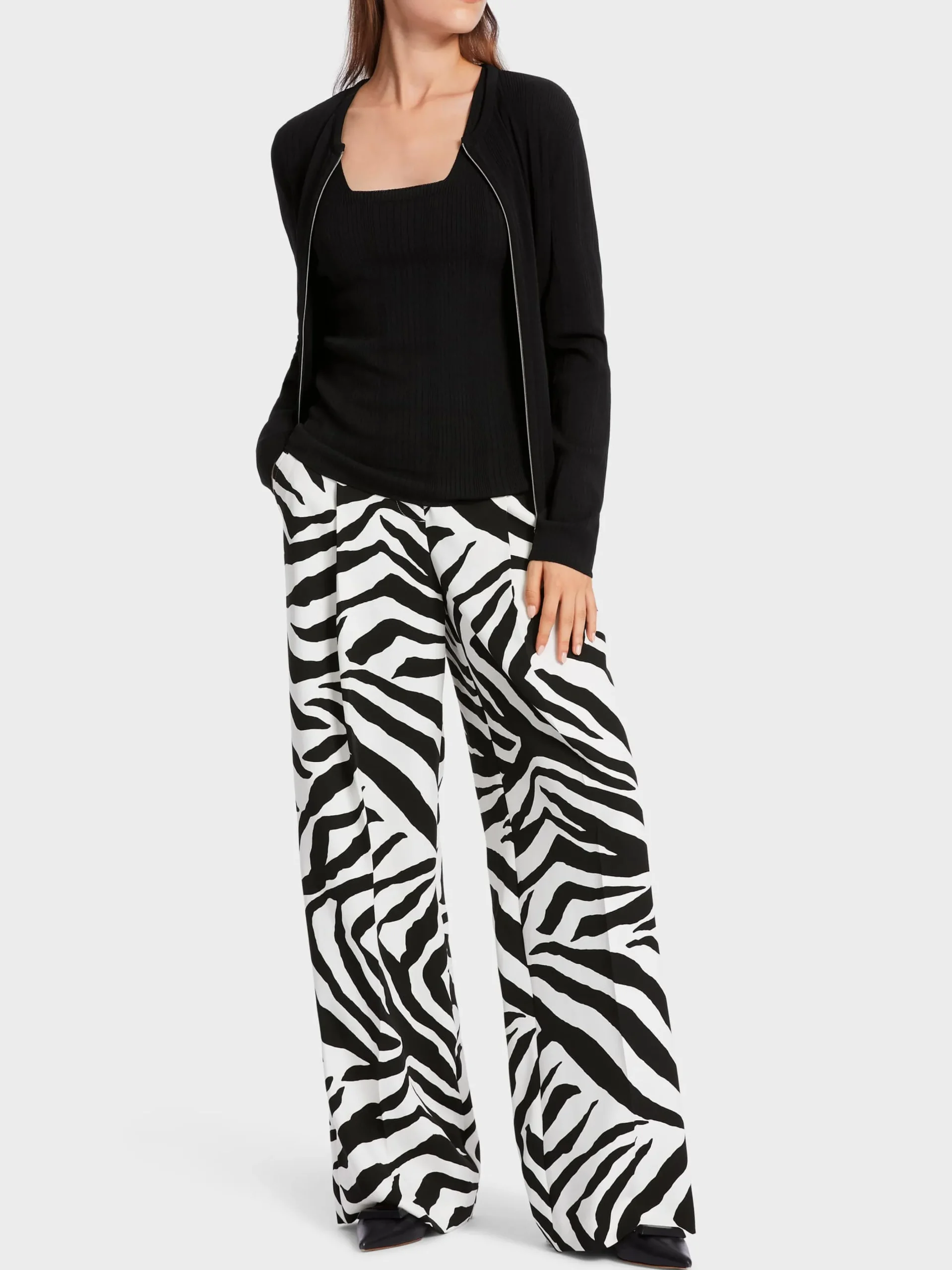 Marc Cain Jacken|Strick-RIPPSTRICK-CARDIGAN "RETHINK TOGETHER" black