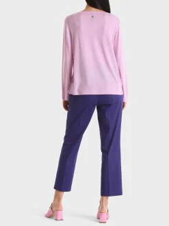 Marc Cain Pullover & Sweatshirts|Strick-RIPPSTRICK-PULLOVER "RETHINK TOGETHER" pink lavender