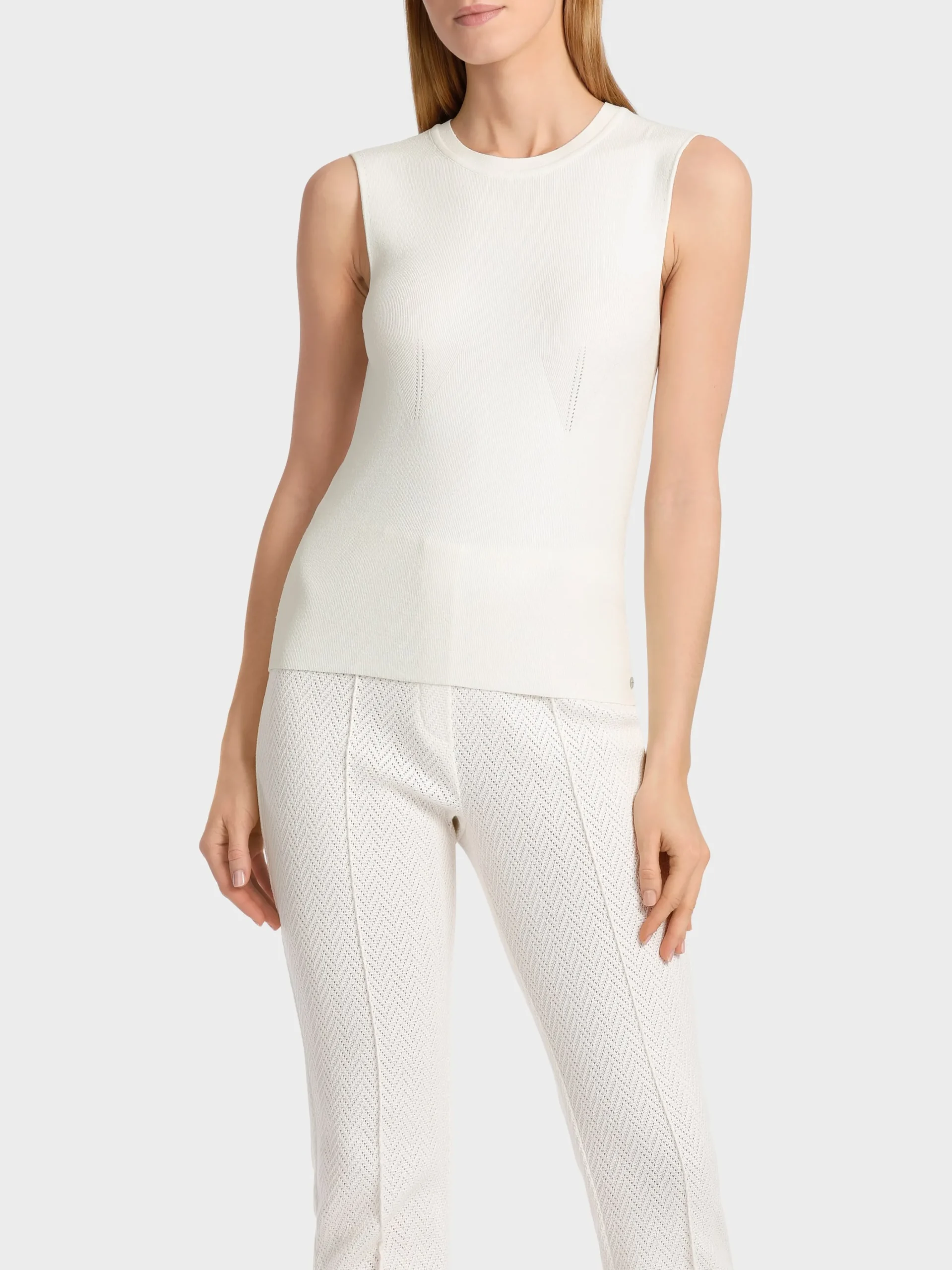 Marc Cain Shirts & Tops|Strick-ÄRMELLOSES TOP KNITTED IN GERMANY off-white